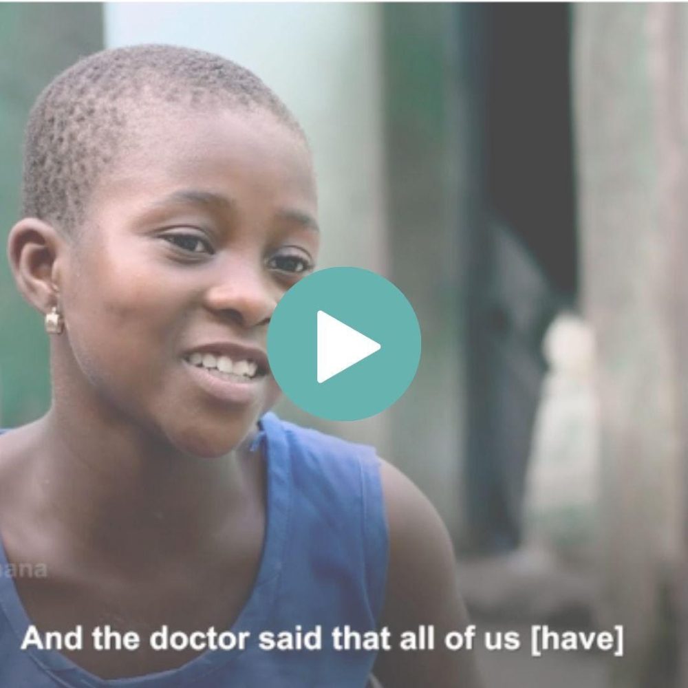 screen shot from a video showing a young girl in Cameroon